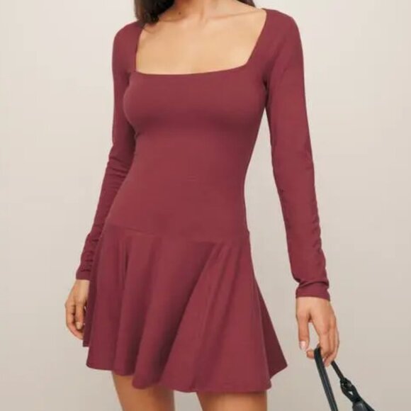 NWT $148 REFORMATION  coen long sleeve drop waist minidress - Picture 1 of 5